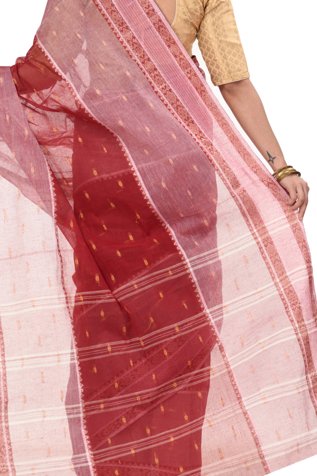 Brown Pure Cotton Debdash Tant Saree (2933)